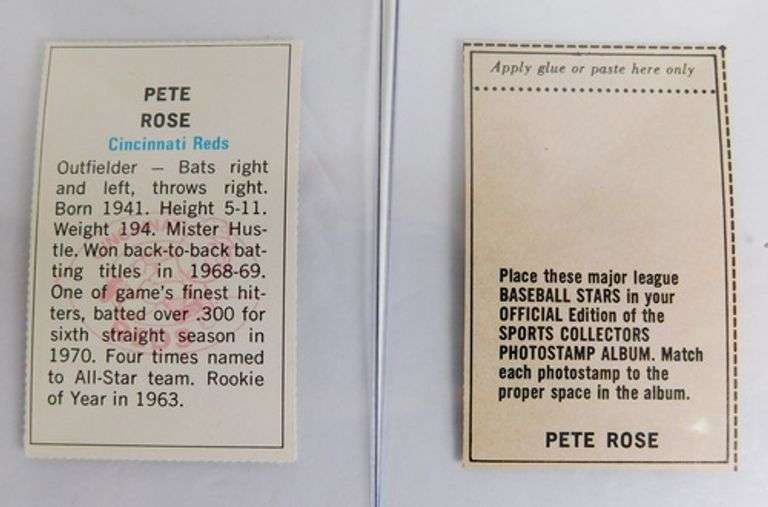 2 Pete Rose Vintage Cut-Out Baseball Trade Cards