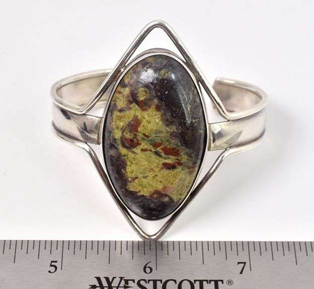 Dragon's Blood Gemstone Cuff Bracelet in Sterling Silver