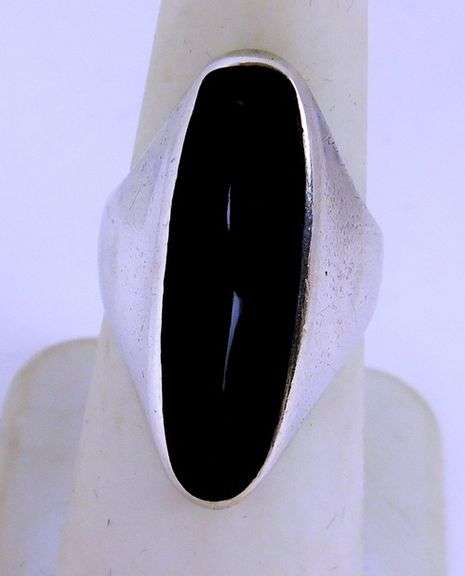 Big Sterling Black Onyx Ring, Size 6