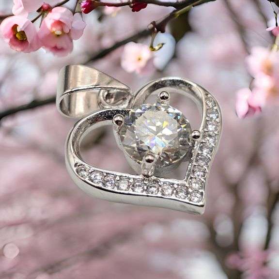 Gorgeous VVs1 White E-F Fire Mossanite Heart Pendant
