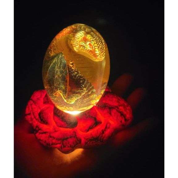 Lava Dragon Egg with Lighted Base