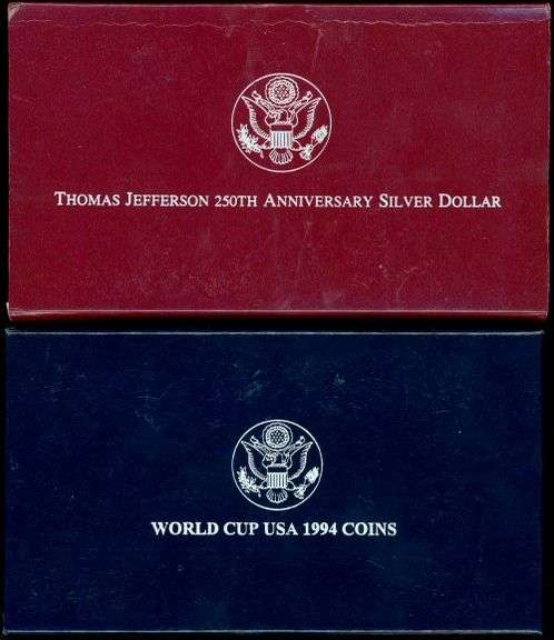 2 Different BU Commemorative Sets w/Box & CoA: 1993 Dollar & 1994 2-Piece