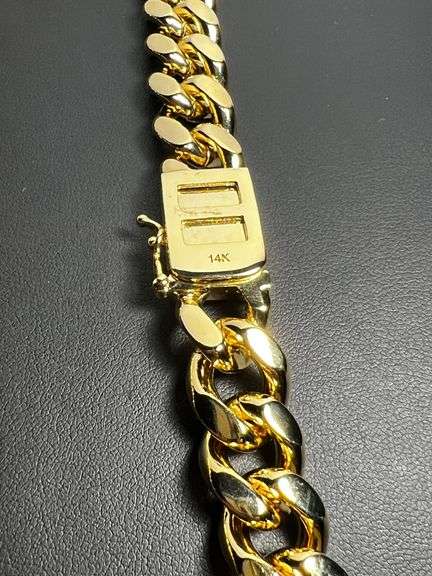 Huge 90 Gram 14 Kt Gold Plate Curb Link Bracelet