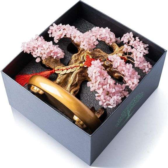 Natural Rose Quartz Crystal Bonsai Tree of Life