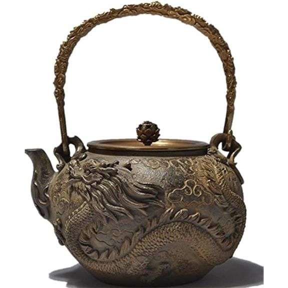 Japanese Dragon and Phoenix Cast Iron Teapot