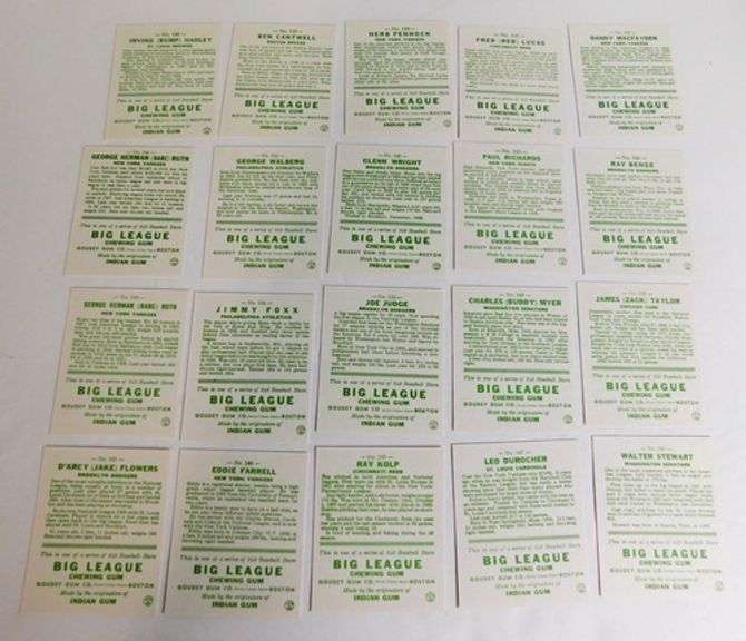 Lot of 20 Goudey Gum Baseball Greats Reprints