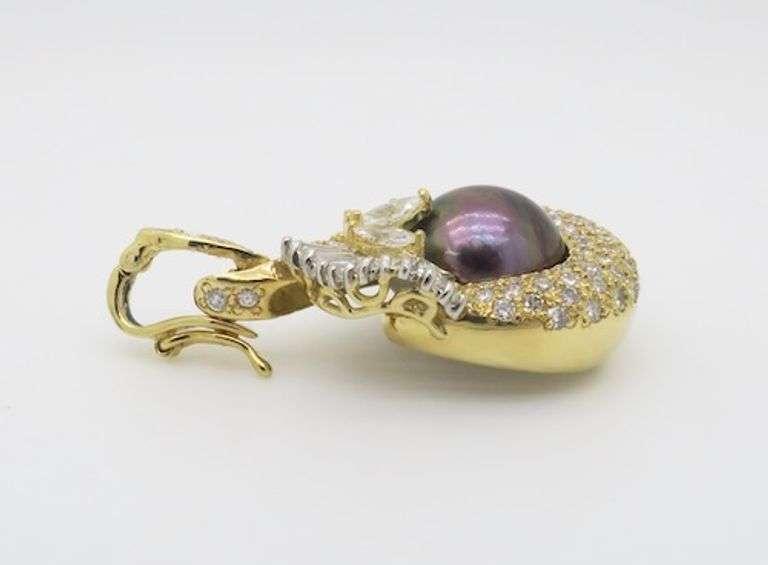 4.22CTW Diamond & Tahitian Pearl Necklace