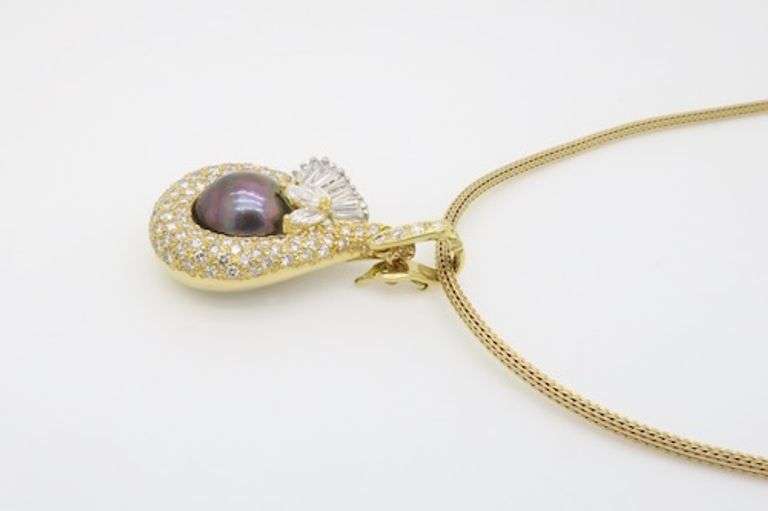 4.22CTW Diamond & Tahitian Pearl Necklace