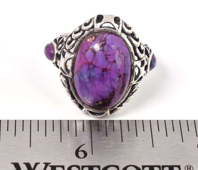 Purple Spiney Oyster Turquoise Gemstone Ring in Sterling Silver