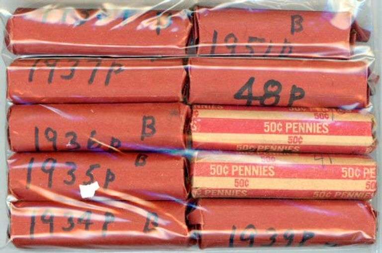 10 Different Rolls of Lincoln Wheat Cent Dates