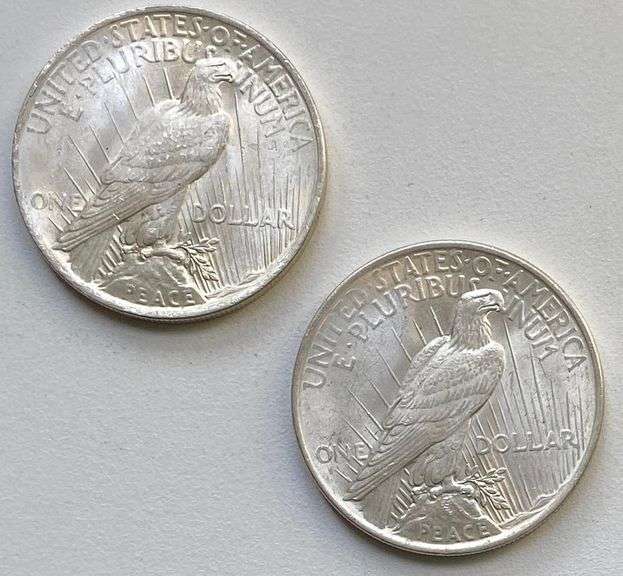 2 Frosty White BU 1923 Peace Dollars