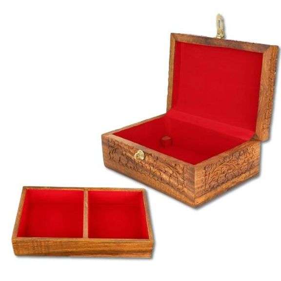 Hand Carved Wooden Jewelry Box Organizer