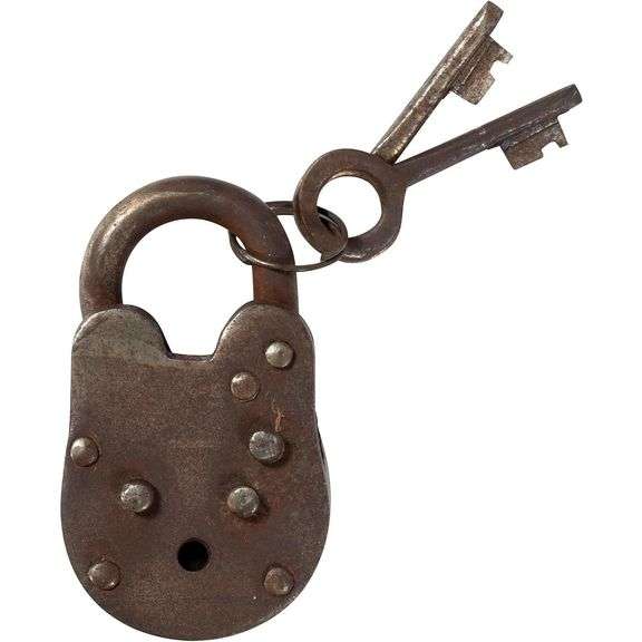 Antique Sing Sing Prison Padlock Heavy Duty Cast Iron Lock with Keys
