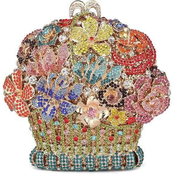 Flower Crystal Evening Clutch Bag