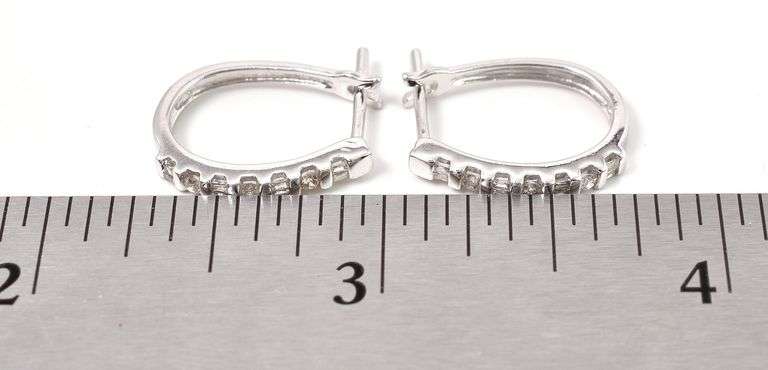 Dazzling 10K White Gold Diamond Hoop Earrings