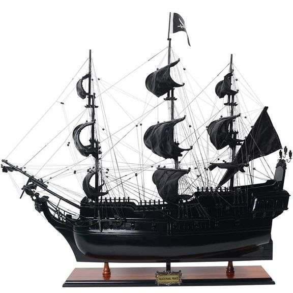 Museum-Quality Black Pearl Pirate Ship Model Fully Assembled