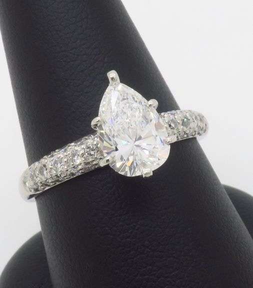 1.88CTW Pear Shaped Diamond Ring in Platinum
