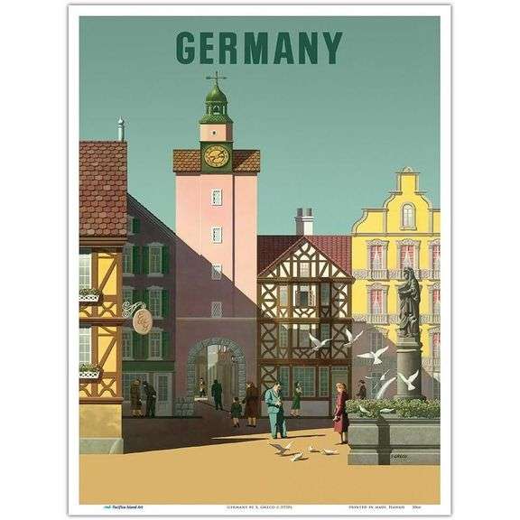 Vintage 1950s Germany Travel Poster by S. Greco