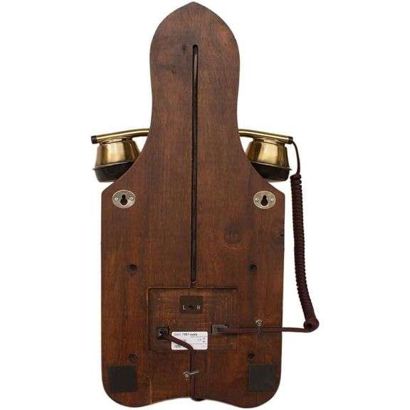 1921 Vintage Wooden Telephone with Rotary Dial and Metal Bell