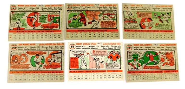 6 Topps 1956 Baseball Cards
