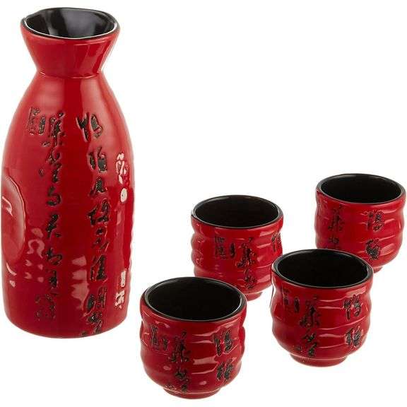 Traditional Japanese Sake Set with Calligraphy