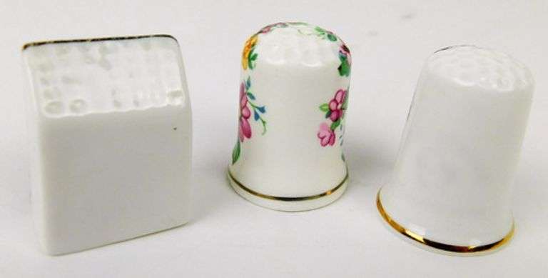 3 Fine Bone China Collectible Thimbles