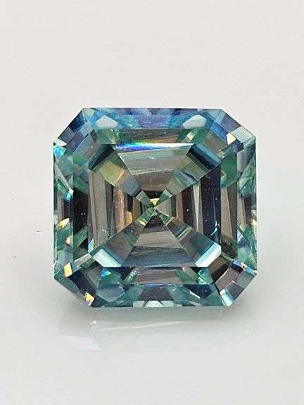 Huge Rare 5 Ct Paraiba Green Rare Asscher Cut Fire Moissanite