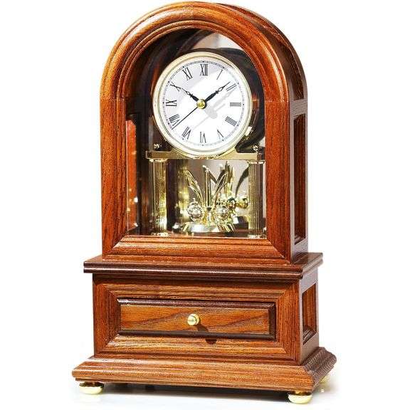 Vintage Wooden Revolving Pendulum Mantel Clock