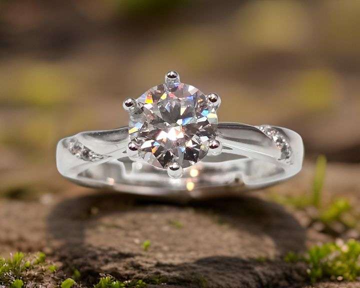 Sparkling 1 Ct VVs1 White E-F Simulated Lab Diamond Ring