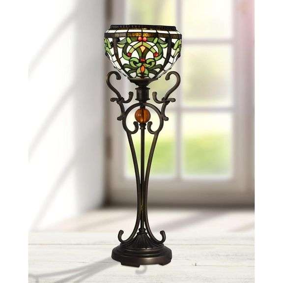 Tiffany Antique Golden Bronze Finish Light Table Lamp 28" Tall