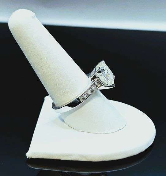 14 Kt Tri-layered White Gold Plated 5 Ct Princess Cut Lab Simulated Diamond Ring