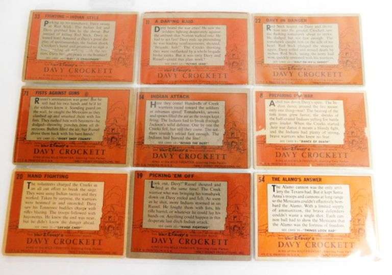 9 Vintage Davy Crockett Topps Trade Cards