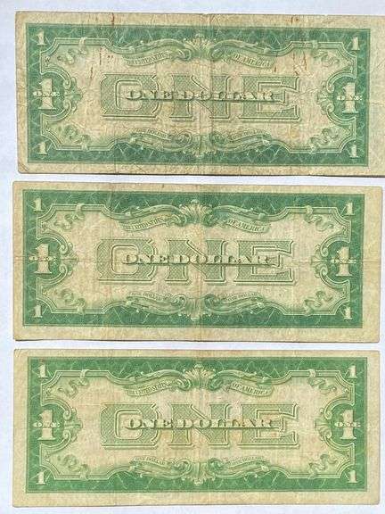 3 Funnyback $1 Silver Certificates