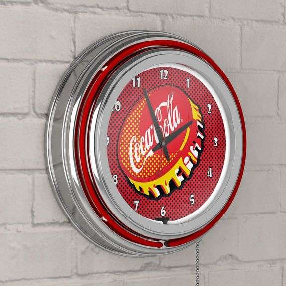 Coca Cola Chrome Double Rung Neon Clock