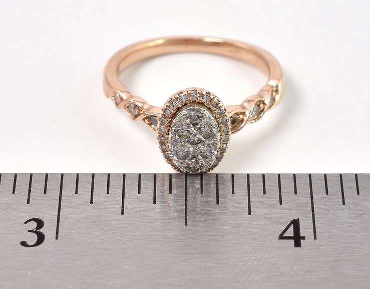 Stunning 10K Rose Gold Diamond Cluster Ring