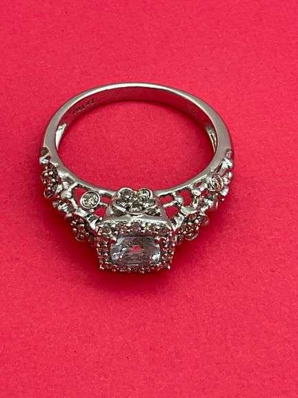 CERTIFIED 14K WHITE GOLD DIAMOND AND TOPAZ RING