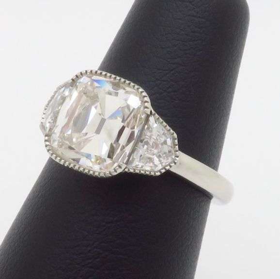 IGI Certified 3.76CTW Antique Cushion Cut Diamond Ring in Platinum