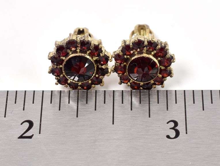 Red Garnet Gemstone Stud Earrings in Sterling Silver