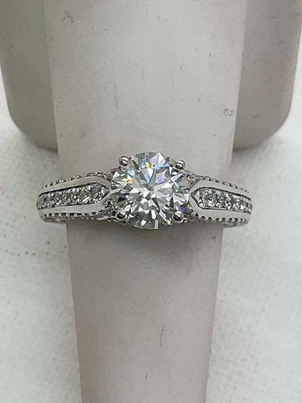 CERTIFIED BRAND NEW 14K WHITE GOLD DIAMOND ENGAGEMENT RING. 2.42 CARATS