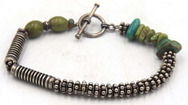 Vintage 925 sterling silver tiger eye necklace and turquoise bracelet