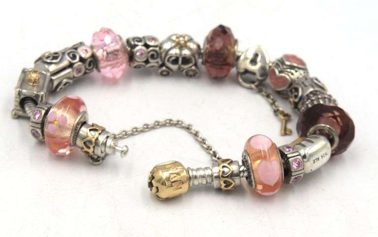 Pandora bracelet with 18 charms