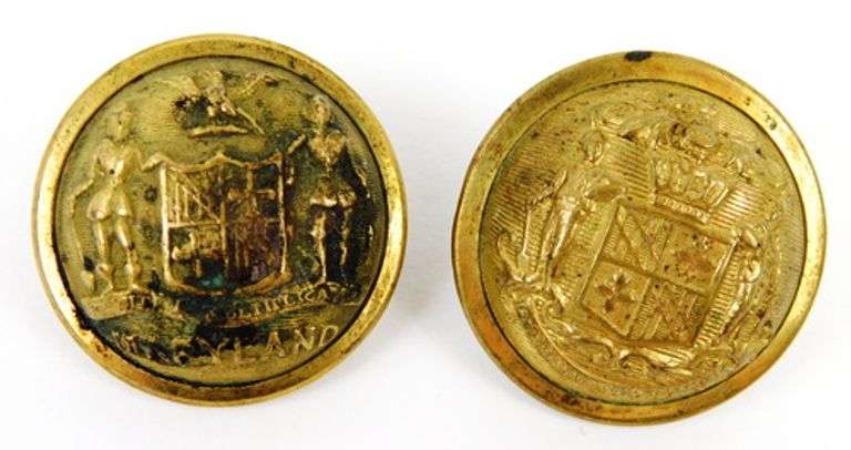 2 Early Maryland State Seal Buttons