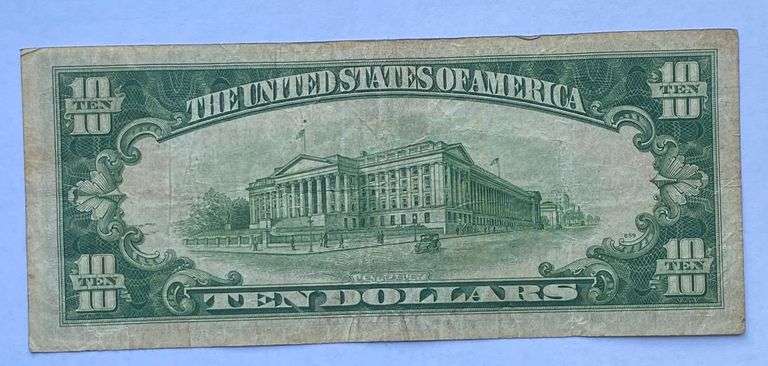 1934 A North Africa Emergency Issue $10 Silver Certificate.