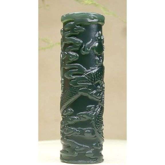 Natural Nephrite Green Jade Dragon Pendant Amulet