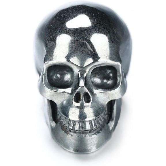 Hand Carved Gemstone Hematite Crystal Skull