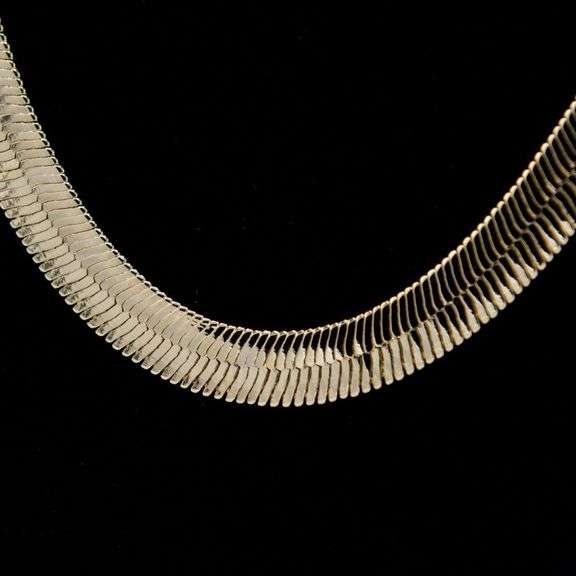 Huge 57.5 Gram 14 Kt Gold Plated Herringbone Necklace