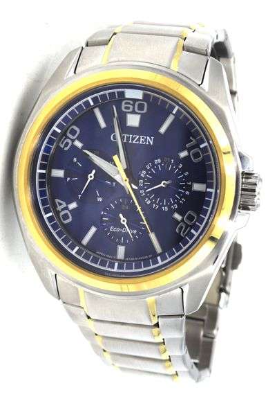 Citizen Eco drive quartz blue dial chronograph watch