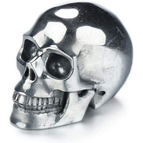 Hand Carved Gemstone Hematite Crystal Skull