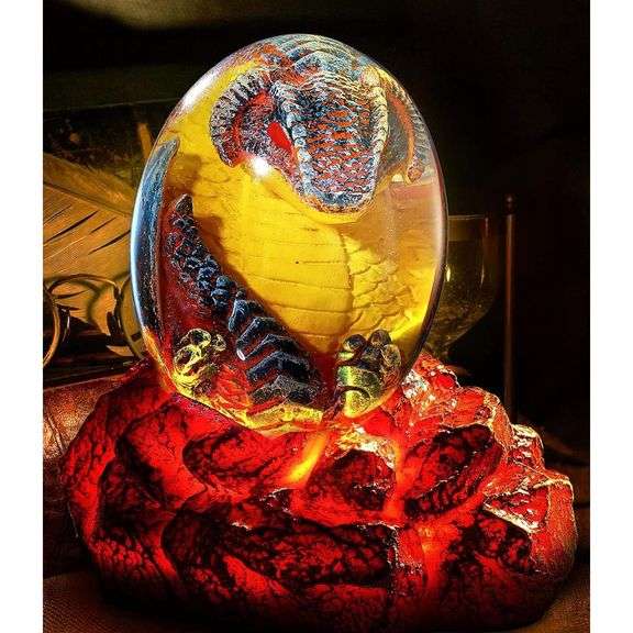 Lava Dragon Egg with Lighted Base