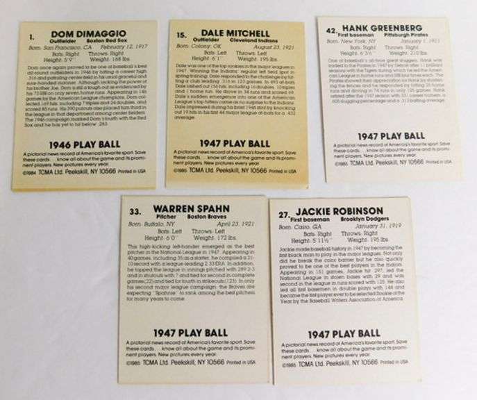 5 TCMA 1980's Baseball Cards, All Greats